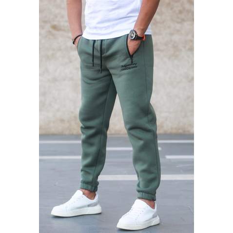 Madmext Khaki Embroidered Sweatpants For Men 5434 - Haki