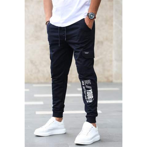 Madmext Men Printed Navy Blue Sweatpants 4079 - Lacivert