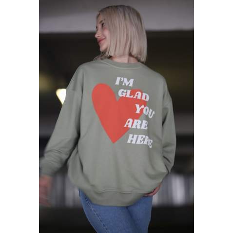 Mint Yeşili Baskılı Sweatshirt MG1224 - Mint yeşili