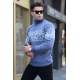 Royal Blue Turtleneck Knitwear Sweater 5970 - Havacı mavi