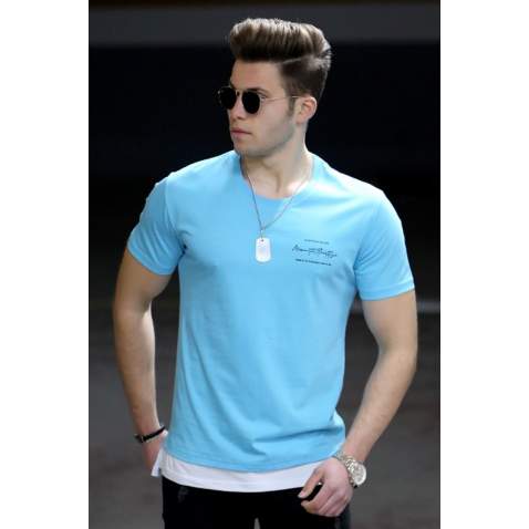 Madmext Turquoise T-shirt for Men 4521 - Turkuaz