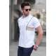 Madmext Men Striped White Polo T-shirt 5243 - Beyaz