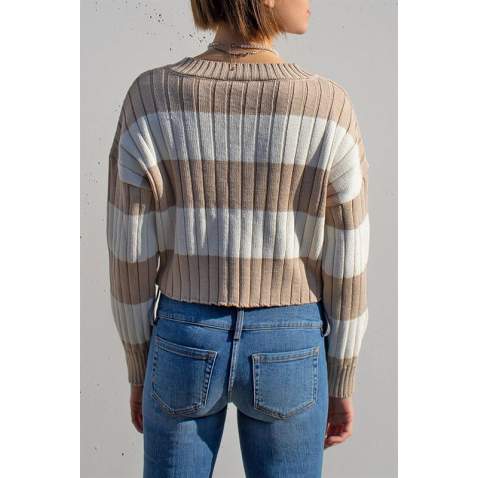 Women Oversize Beige Sweater MG1441 - Bej