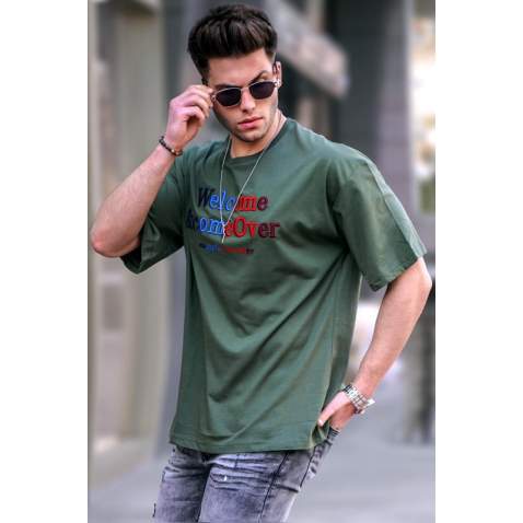 Madmext Khaki Printed T-shirt for Men 4960 - Haki