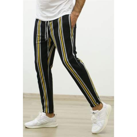 Madmext Black-Yellow Striped Sweatpants 4086 - Sarı