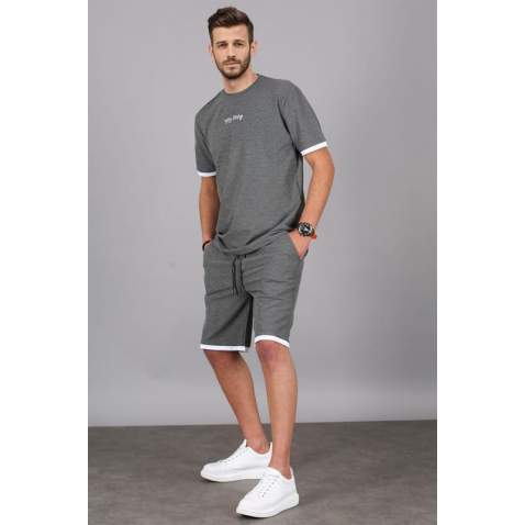 Madmext Men Oversize Anthracite Shorts Set 5373 - Antrasit