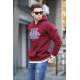 Maroon Embroidered Hoodie Sweatshirt 6012 - Bordo