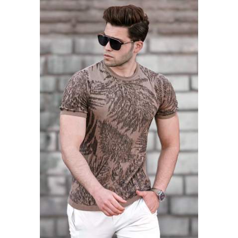 Madmext Men Patterned Camel T-shirt 5113 - Camel