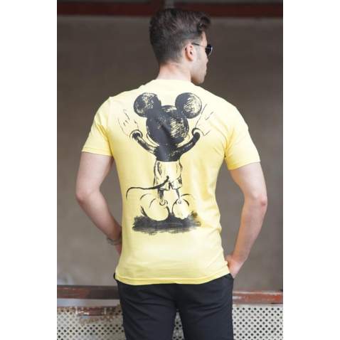 Madmext Men Printed Yellow T-shirt 5275 - Sarı