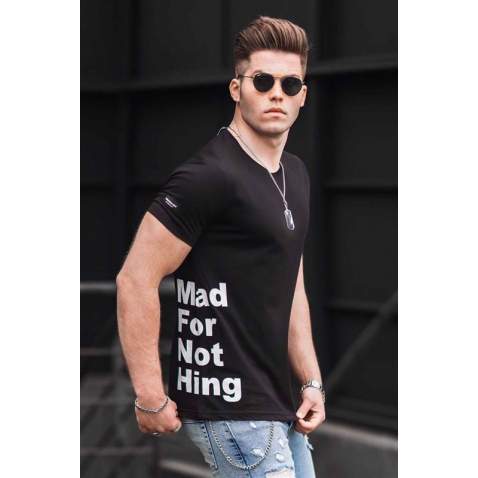 Madmext Black Printed T-shirt for Men 4553 - Siyah