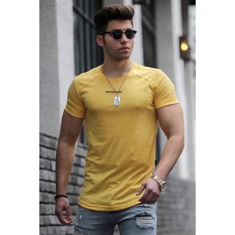 Madmext Yellow Printed T-shirt for Men 4466 - Sarı