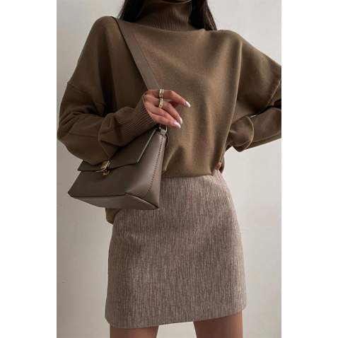 Mad Girls Turtleneck Brown Sweater MG1252 - Kahverengi