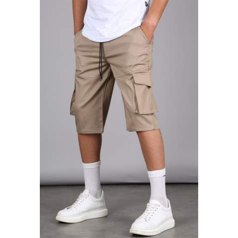 Beige Capri Shorts with Cargo Pockets 5473 - Bej