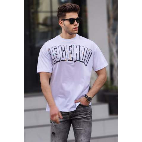 Madmext Men Printed White T-Shirt 5393 - Beyaz