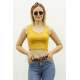 Mad Girls Yellow Crop Top MG362 - Sarı