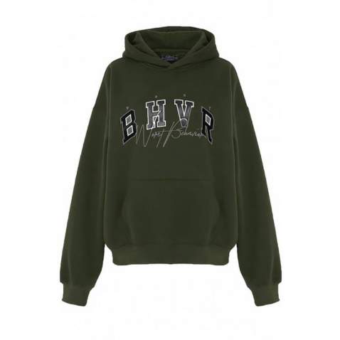 Mad Girls Embroided Khaki Sweatshirt Hoodie MG812 - Haki