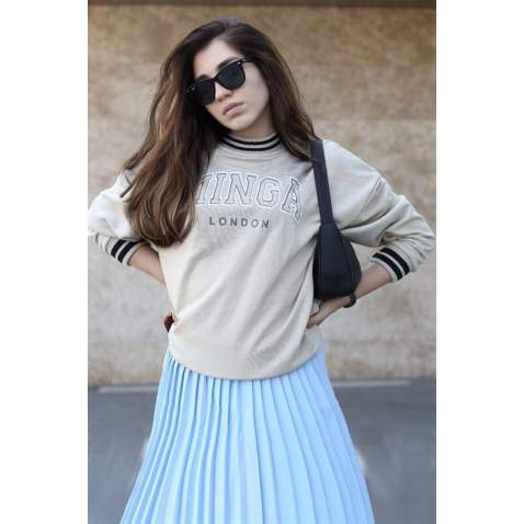 Mad Girls Beige Sweatshirt MG1146 - Bej