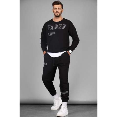 Madmext Black Printed Tracksuit 4679 - Siyah