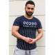 Madmext Navy Blue Striped T-shirt for Men 2863 - Lacivert