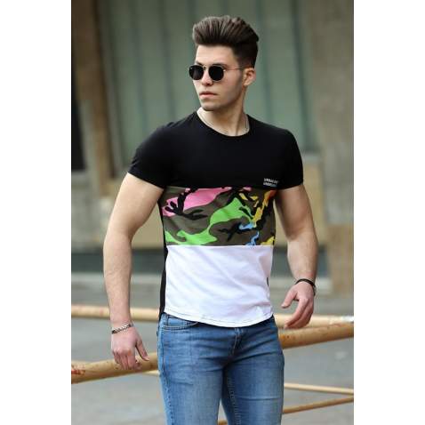 Madmext Black Camouflage T-shirt for Men 3003 - Siyah