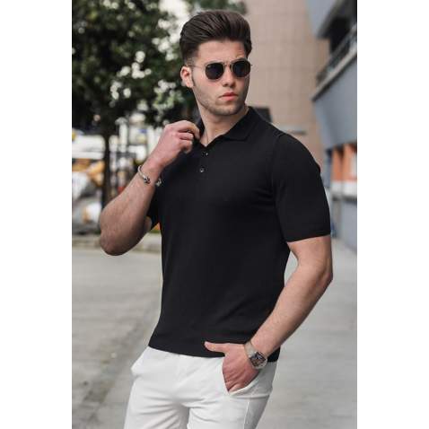 Madmext Men Knitwear Black Polo T-shirt 5078 - Siyah