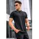 Men Basic Black Polo T-Shirt - Siyah