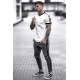 Madmext Men Shoulder Stripe White T-shirt 4101 - Beyaz