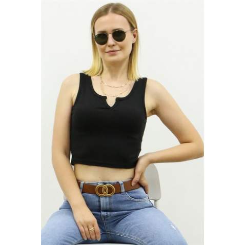 Mad Girls Black Crop Top MG362 - Siyah