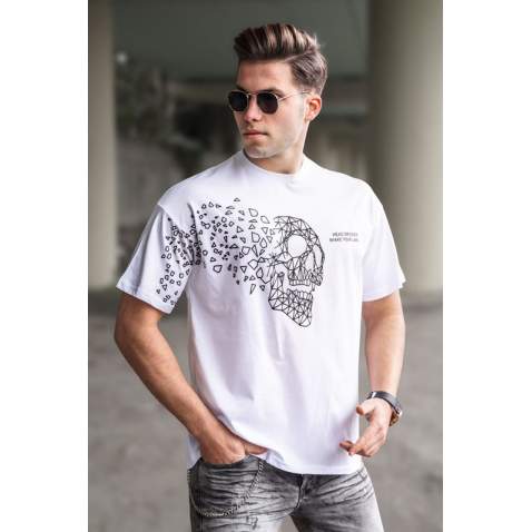 Madmext White Printed T-shirt for Men 5251 - Beyaz