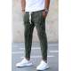 Madmext Khaki Striped Sweatpants 4817 - Haki