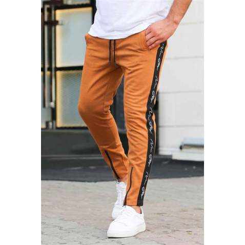 Madmext Camel Striped Sweatpants 2932 - Camel