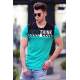 Madmext Turquoise "Over Think" Printed T-shirt for Men 3080 - Yeşil