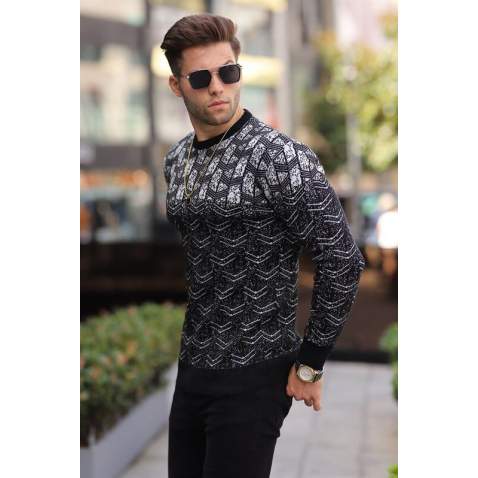 Anthracite Designed Knitwear Sweater 5971 - Antrasit