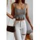 Mad Girls Knitwear Gray Crop Top MG1007 - Gri