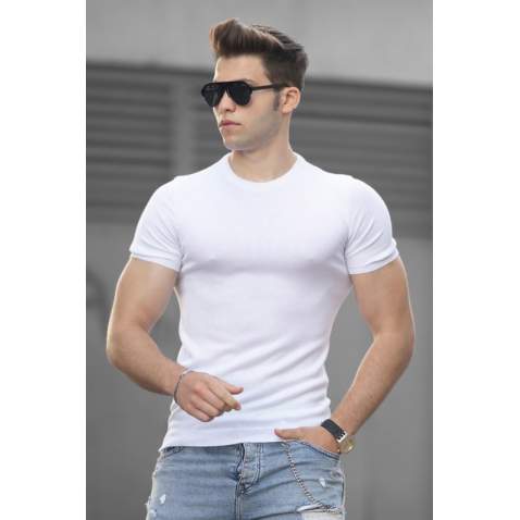 Madmext White T-shirt for Men 4552 - Beyaz