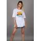 Mad Girls Printed White T-shirt Mg1148 - Beyaz