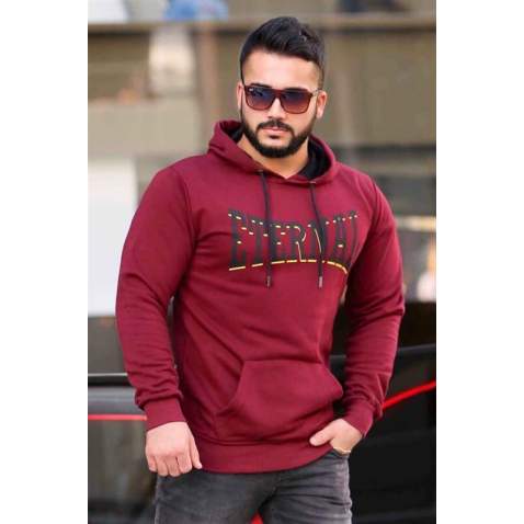 Madmext Maroon Hoodie 4175 - Bordo