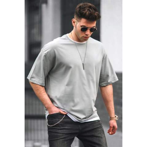 Madmext Gray Oversize T-shirt for Men 4978 - Gri