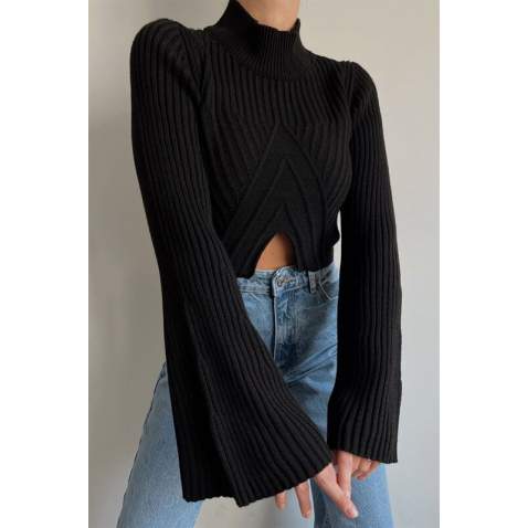 Mad Girls Black Cropped Sweater MG1395 - Siyah