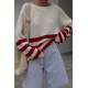 Mad Girls Ecru Striped Sweater MG1254 - Ekru