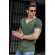 Madmext Khaki Basic V Neck T-shirt for Men 4508 - Haki