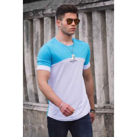 Madmext Two-Tone T-shirt for Men 4612 - Beyaz