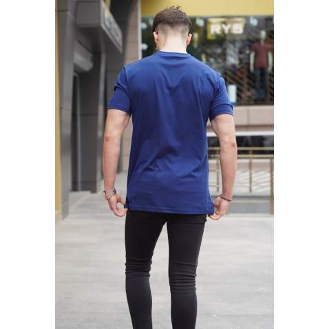 Madmext Men Navy Blue T-shirt 5367 - Lacivert