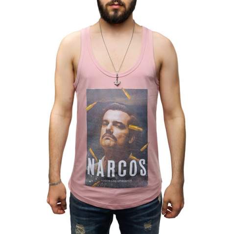 Madmext Men Printed Pink Vest 2582 - Pembe