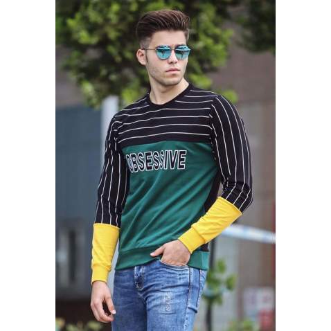 Madmext Green Printed Sweatshirt 4184 - Yeşil