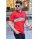 Striped Red Polo T-Shirt 5869 - Kırmızı