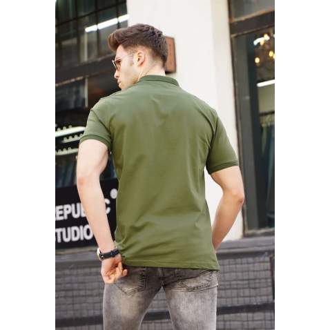 Men Khaki Green Polo T-Shirt 5822 - Haki yeşili