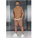 Madmext Men Brown T-shirt Shorts Set 5668 - Kahverengi