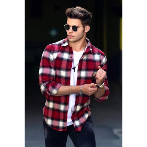 Madmext Red Checked Shirt 4665 - Kırmızı