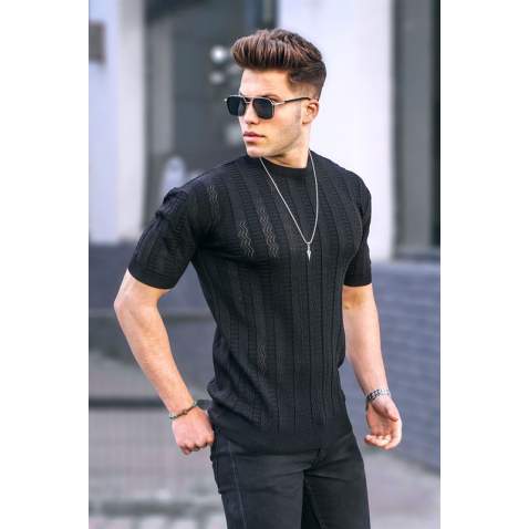 Men Designed Black T-Shirt 5686 - Siyah